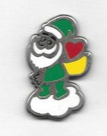 Pin's  Association, Fête  NOËL, Père  Noël  Vert  Verso  SECOURS  POPULAIRE - Christmas