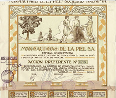Titre Ancien - Manufacturas De La Piel - Titulo De 1923 - Déco - Textile