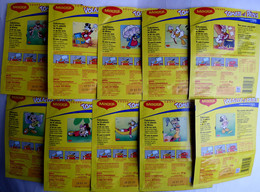 RARES 10 IMAGES CHROMOS PUBLICITAIRES AUTOCOLLANTES WALT DISNEY MICKEY MAGGI ENCORE SUR LEURS EMBALLAGES 1992 - Adesivi