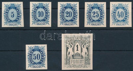 (*) 1874 Távirda Sor 7 értéke, Az Eredeti Nyomólemezről Készült Fogazatlan Próbanyomatok Kartonpapíron / Telegraph Stamp - Other & Unclassified