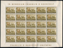 ** 1947 Roosevelt 20f 25-ös Teljes ív (22.500) (ívszéli Ráncok / Creases On Margin) - Altri & Non Classificati