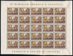 ** 1947 Roosevelt 20f 25-ös Teljes ív (22.500) (ívszéli Ráncok / Creases On Margin) - Altri & Non Classificati