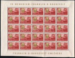 ** 1947 Roosevelt 8f 25-ös Teljes ív (22.500) (ívszéli Ráncok / Creases On Margin) - Altri & Non Classificati