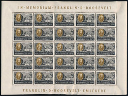 ** 1947 Roosevelt 70f 25-ös Teljes ív (22.500) (ívszéli Ráncok / Creases On Margin) - Altri & Non Classificati