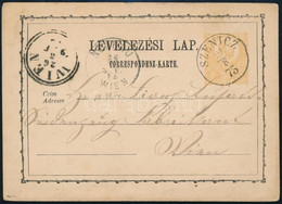 1873 Díjjegyes Levelezőlap / PS-card "SZENICZ" - "WIEN" - Andere & Zonder Classificatie