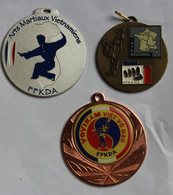 Lot De 3 Médailles Sport FFKDA Fédération Française De Karaté Et Disciplines Associées Arts Martiaux Vietnamiens - Martial Arts