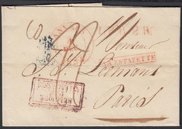 Belgique 1834- Précurseur LPB2R+Griffe Encadrée -PAR ESTAFETTE D'Anvers à Destination Paris....  (DD) DC-9668 - 1830-1849 (Independent Belgium)