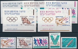 ** 1964 Nyári Olimpia Tokió Sor + Vágott Blokksor, Tokyo Summer Olympics Set + Imperforated Block-set Mi 457-461 + Mi 46 - Andere & Zonder Classificatie