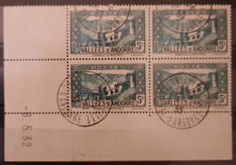 Andorre/Andorra N°27 Bloc De 4 Cd Oblitéré 6/5/32  TB - Used Stamps