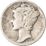 Monnaie, États-Unis, Mercury Dime, Dime, 1942, U.S. Mint, Philadelphie, TB+ - 1916-1945: Mercury (kwik)