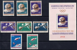 ** 1964 Űrutazás: Tokiói Olimpia Sor Mi 1295-1302 + Blokk Mi 54 - Otros & Sin Clasificación