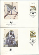 1986 WWF: Cerkóf Sor 4 FDC, WWF Guenon Set On 4 FDC Mi 184-187 - Andere & Zonder Classificatie