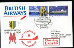 DDR U4-3-86 C3 Umschlag ZUDRUCK BRITISH AIRWAYS Sost. CONCORDE 1986 - Private Covers - Used