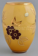 Bohemai üveg Váza, Jelzsé Nélkül, Apró Kopásnyomokkal, M: 20,5 Cm - Glass & Crystal