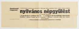 1929 A Rákosszentmihályi Szociáldemokrata Pártszervezet Népgyűlésének Plakátja 58x20 Cm - Other & Unclassified