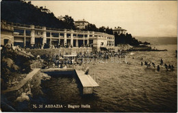 ** T2/T3 1925 Abbazia, Opatija; Bagno Italia / Bathers, Beach, Seashore. Emiro Fantini Photo (EK) - Non Classificati