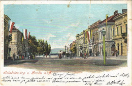 T3/T4 1902 Bród, Nagyrév, Slavonski Brod, Brod Na Savi; Jelacicev Trg / Square With Hungarian Flags / Tér Magyar Zászlók - Non Classificati