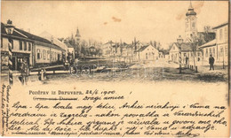 T2 1900 Daruvár, Daruvar; Tér, Templomok, Fuchs üzlete. F. Cimic Kiadása / Square, Churches - Non Classificati