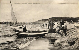 * T2 Miedzyzdroje, Misdroy; Fischer Setzen Netze Aus, Kaffeeberg / Beach, Fishermen Set Out The Fishing Nets, Fishing Bo - Sin Clasificación