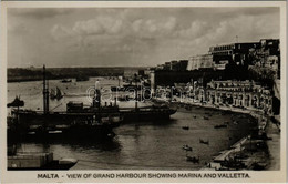 ** T1/T2 Valletta, General View Of Grand Harbour Showing Marina And Valletta, Steamships, Boats - Zonder Classificatie