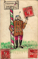 T2/T3 1911 Kézzel Rajzolt Magyar Folklór Művészlap / Hungarian Folklore Art Postcard, Hand-drawn (EB) - Zonder Classificatie