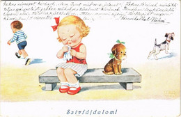 T2 1932 Szívfájdalom / Children Art Postcard, Heartbreak. WSSB 8457. S: John Wills + "NAGYKANIZSA - ÚJDOMBÓVÁR 44" Vasút - Sin Clasificación