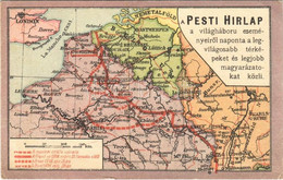 ** T2/T3 Pesti Hírlap Első Világháborús Térképe Az 1918-as Tavaszi Offenzíváról / WWI Map Of The Spring Offensive In 191 - Zonder Classificatie