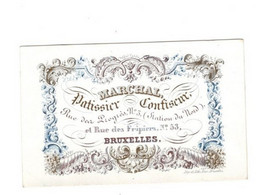 1845 Litho Handpers  Marchal Patissier Confiseur Rue Du Progrès & Rue Du Fripiers Bruxelles Lith.Raes  10 X 6,5 Cm - Porcelaine