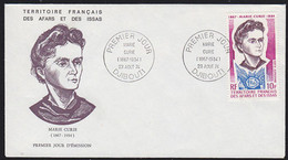 AFARS & ISSAS (1974) Madame Curie. Unaddressed FDC With Cachet. Scott No C86, Yvert No PA101. - Lettres & Documents