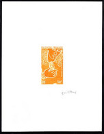 FRENCH POLYNESIA (1970) Opération De La Nacre. Épreuve D'artiste En Orange Signée Par La Graveure GUILLAUME. - Imperforates, Proofs & Errors