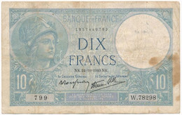 Franciaország 1940. 10Fr T:III Fo., Kis Szakadás, Ly. France 1940. 10 Francs C:F Spotte, Small Tear, Holes - Non Classificati