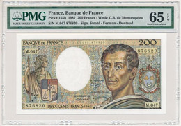 Franciaország 1987. 200Fr "M.047 876820" Eredeti "PMG" Csomagolásban T:I- (65 EPQ) / France 1987. 200 Francs "M.047 8768 - Ohne Zuordnung