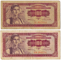 Jugoszlávia 1955. 100D (2x) T:III-  Yugoslavia 1955. 100 Dinara (2x) C:VG Krause P#69 - Non Classificati