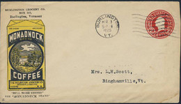 U.S.A. (1925) Bag Of Coffee. Bicolor Postal Stationery (used) With Advertisement For Monadnock Coffee, - 1921-40