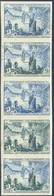 COMORO ISLANDS (1956) Village Well Pump. Trial Color Proofs In Strip Of 5. FIDES Issue. Scott No 43, Yvert No 14. - Other & Unclassified