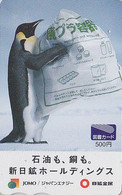 Carte JAPON - ANIMAL - Oiseau MANCHOT Pingouin / Energie Recyclage - PENGUIN Bird JAPAN Prepaid Tosho Card - 5303 - Pinguïns & Vetganzen