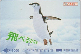 Carte Prépayée JAPON - ANIMAL - MANCHOT A JUGULAIIRE - CHINSTRAP PENGUIN BIRD JAPAN Passnet Card - 5314 - Pinguini