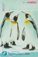 Carte Prépayée JAPON - ANIMAL - OISEAU - MANCHOT En Famille  - EMPEROR PENGUIN Bird JAPAN Prepaid Rainbow Card - BE 5322 - Pinguïns & Vetganzen