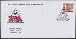 NEW ZEALAND YHA DIAMOND JUBILEE CHCH TENNIS HEALTH STAMP - Covers & Documents