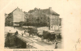 Port Sur Saône * Pont Sur Le Canal Et Hôtel De Ville * Café Central GROSJEAN FERBLANTIER - Andere & Zonder Classificatie