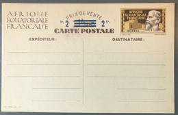 AEF Entier Carte Postale CP1 - Surchargé 2fr - Cote 70€ - (B2834) - Cartas & Documentos