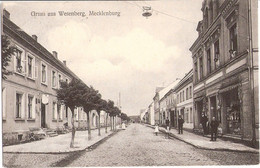 WESENBERG Mecklenburg Strassenansicht Belebt Geschäfte MAGGI Schild 20.7.1918 Gelaufen - Roebel