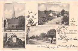 Gruss Aus SIEDENBOLLENTIN Gesamt Aus Vogelschau Lange Straße Schule Reuter Stein 11.6.1906 Gelaufen Nach Neuhaus Elbe - Neubrandenburg
