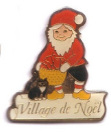 R290 Pin's Père Noël Christmas Le Village De Noël Avec Chat Cat Katz Sabot Achat Immédiat - Christmas