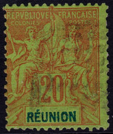 ✔️ Reunion 1892 - Mouchon - Yv. 38 (o) - €10 - Used Stamps