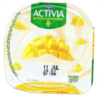 Opercule Cover Yaourt Yogurt " Danone " ACTIVIA New Design 2020 Mangue Mango Yoghurt Yoghourt Yahourt Yogourt - Milchdeckel - Kaffeerahmdeckel