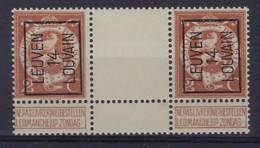 PELLENS Cijfer Nr. 109 (2 X) ** MNH  Voorafgestempeld TYPO Nr. 52 A  LEUVEN 14 LOUVAIN Met Tussenpaneel ! LUXE  ! - Typografisch 1912-14 (Cijfer-leeuw)