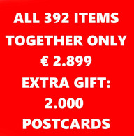 ALL 392 ITEMS AND LOTS ONLY FOR € 2.899 !!!  And EXTRA: 2.000 Postcards !!! - Lots & Kiloware (min. 1000 Stück)