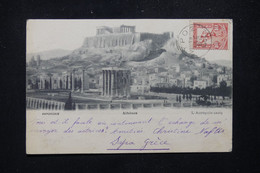 GRECE - Affranchissement Mercure Sur Carte Postale D'Athènes Pour La France En 1904 - L 81682 - Cartas & Documentos