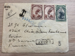 Belgisch-Congo Belge LPbrief  Lettre Aérienne  E'vlle  (3/7/1934) > Frankrijk Getaxeerd Bij Aankomst. Stempel T Dubbel - Posta Aerea: Storia Postale